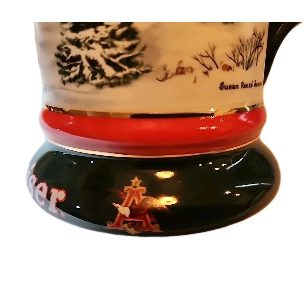 VTG 1991 Budweiser Beer Christmas Stein Mug Clydesdales Ceramarte Retro Dad Gift